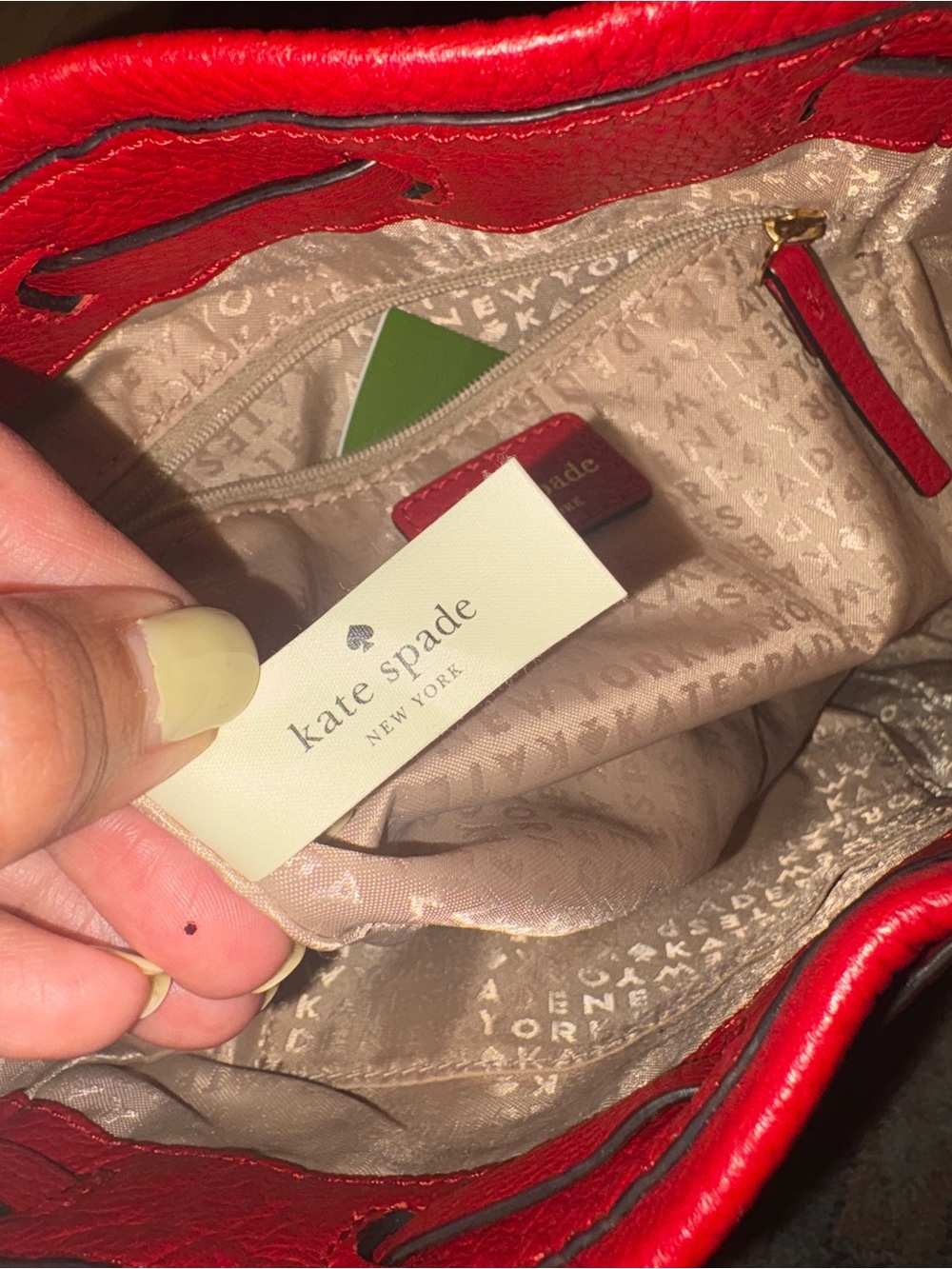 Kate Spade Red Bucket Bag Pebble Leather Side Cinch Adjustable Crossbody - Picture 4 of 14